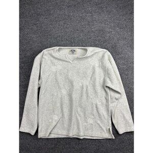 Arctic Image Sweater Womens Small Gray Textured Pullover Embroidered Pinecone